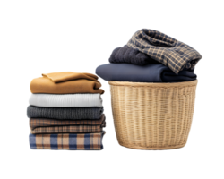 Autumnal Fabric Textures A Collection Of Woven Textiles In A Wicker Basket png