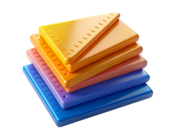 Stack of Colorful Glossy Rectangular Tablets with Perforations png