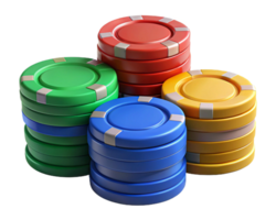 Colorful Casino Chips Stacks Red, Green, Blue, Yellow Poker Game png