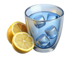 Refreshing Iced Lemonade Drink with Lemon Slices and Ice Cubes png