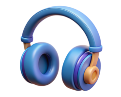 Stylish Blue Headphones, 3D Render, Music, Audio, Technology, Listening, Sound, Vibrant, Colorful png