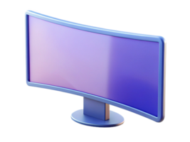 Curved Computer Monitor, Digital Display, Modern Screen, Purple Hues, 3D Render, Isometric View, Tec png