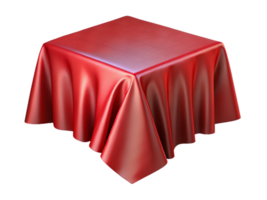 Red Satin Tablecloth Draped Square Table Elegant Fabric Surface Texture png