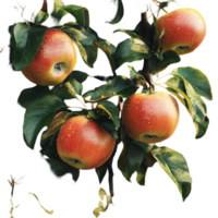 Red Apples Hanging on Orchard Tree Branch png