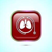 Lungs health care icon design illustration. Healthcare and medical icon sign. Red color square button design vector