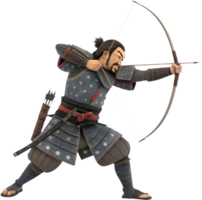 Dynamic Samurai Clipart in Classic Combat Pose. . png