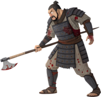 Japanese Samurai Warrior Clipart in Action Combat Pose. . png