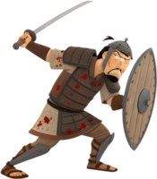 Dynamic Samurai Warrior Clipart in Japanese Combat Pose. . png