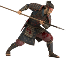 Dynamic Samurai Character Posed in Combat Stance. . png