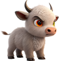 Charming Anime Bull Calf Captured in Artistic Rendering. . png