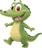 Japanese Animation Style Crocodile Character in Fun Playful Pose. . png