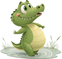 Artistic Crocodile Character in Japanese Animation Style Rendering. . png