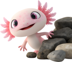 Artistic Axolotl Rendering Displaying Playful Poise And Juvenile Natural Charm. . png