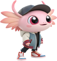 Playful Juvenile Axolotl Captured In Artistic Rendering With Dynamic Energy. . png