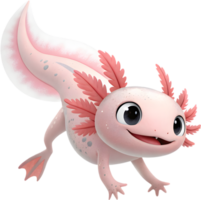 Playful Juvenile Axolotl Character Demonstrating Distinctive Features And Behavior. . png