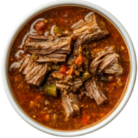 Beef stew served in a bowl with no visible background png