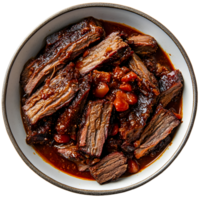 A bowl of beef stew on a clear background png