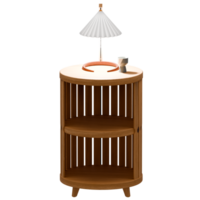 3D wooden table with a lamp on top png
