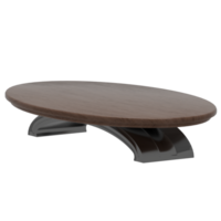 A table with a curved top and a wooden base png