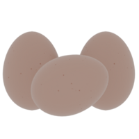 Three eggs are shown on a transparent background png