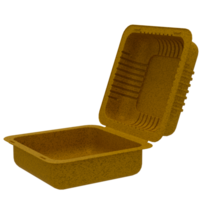 3D render of an open biodegradable food container with transparent background png