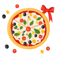 A delicious pizza with various toppings, perfect for a menu or advertisement. png