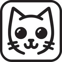 a black line drawing of a cat's face vector