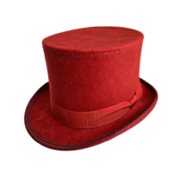 A red top hat, striking in color, with a matching ribbon band, elegantly crafted with a smooth finish and bold visual appeal png