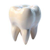 A glossy, white 3D model of a tooth, showing realistic curves and shine, set against a transparent background. Perfect for dental or health-related imagery with a clean, polished appearance png