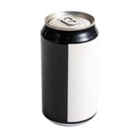 A soda can with a split black-and-white color scheme, textured with subtle condensation droplets for a fresh, chilled appearance png