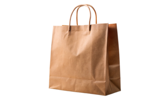 A brown paper bag, similarly standing, with slightly different lighting and shadow emphasis, set against a transparent background. Both bags share the same simple, eco-friendly design png