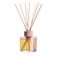A simple, minimalist diffuser with a clean, transparent bottle, set against a transparent background. The light wood and neutral tones make it a stylish home accessory png