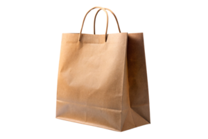 A plain brown paper bag with sturdy handles, standing upright on a transparent background. It shows creases and natural texture highlights png