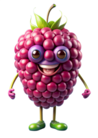 a cartoon raspberry character with a smile on its face png