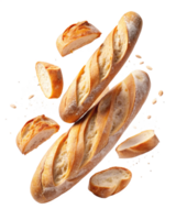 Baguette bread with slices arranged on elegant table setting png