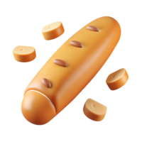 Crispy baguette bread with slices and wheat decoration png