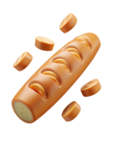 Baguette bread and slices presented in rustic style png