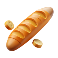 Freshly made baguette bread with sliced sections png