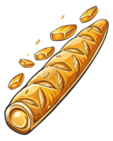 Baguette bread with slices arranged in a row png