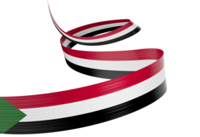 3D ribbon design featuring the flag of Sudan with a shiny, wavy effect. 3d Illustration png