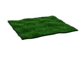Rectangular patch of green grass on a transparent background, likely artificial turf. 3D Illustration png