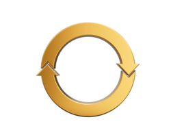 Golden Circular Clockwise Arrow Loop Symbolizes Recycling And Continuous Rotation, 3D Illustration png