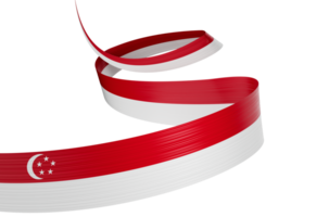 3d Flag Of Singapore, dynamic ribbon with a red and white color scheme. 3D Illustration png