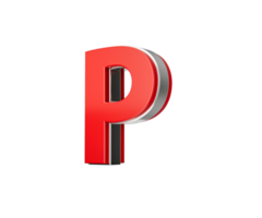 Vibrant Red Capital Letter P Gleams With Its Sleek Design Bold Font With Sharp Edges 3D Illustration png
