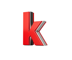 Vibrant Red Small Letter k Gleams With Its Sleek Metallic Design With Sharp Edges 3D Illustration png