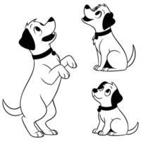 a cartoon dog with different poses and expressions vector