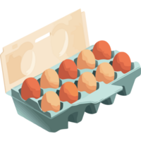 Fresh organic eggs in cardboard container icon isolated png