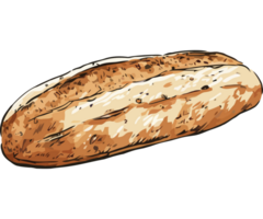 Hand drawn sketch of fresh baguette icon isolated png