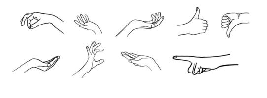 Hand pointer Sketch icon set. click icon. Variations of hand actions. vector