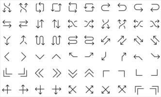 Set of common Arrows icon set UI black line illustration art for designing vector